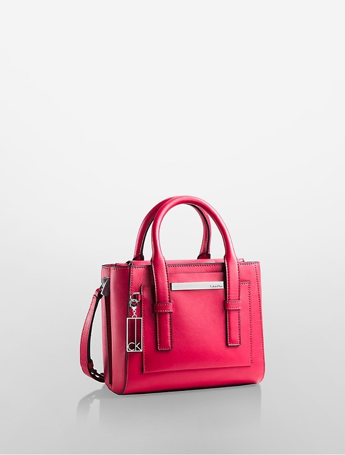 calvin klein red leather handbag