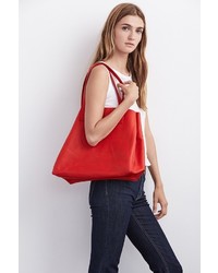 Clover Leather Tote In Red