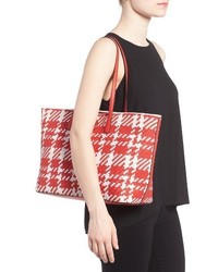 Tory Burch Duet Woven Leather Tote Red