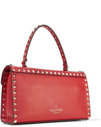 Valentino Garavani The Rockstud Leather Tote Red