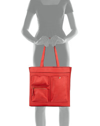 Neiman Marcus Greta North South Pocket Tote Bag Red