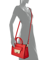 Milly Isabella Small Pebbled Tote Bag Red