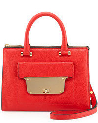 Milly Isabella Small Pebbled Tote Bag Red