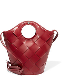 Elizabeth and James Market Small Woven Leather Tote Claret