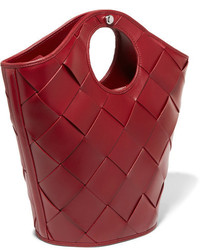 Elizabeth and James Market Small Woven Leather Tote Claret