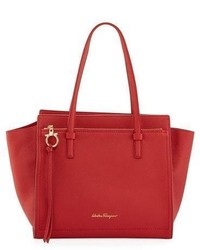 Salvatore Ferragamo Medium Leather Tote Bag Red