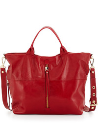 Neiman Marcus Made In Italy Sauvage Continuous Zip Leather Tote Bag Rosso Red