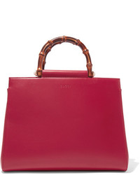 Gucci Nympha Bamboo Medium Leather Tote Red