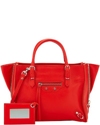Balenciaga Papier A4 Mini Leather Tote Bag Bright Red