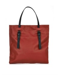 Tomas Maier Red Contrast Leather Buckle Tote
