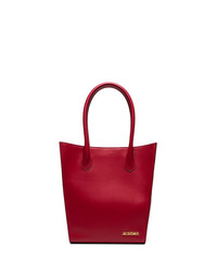 Jacquemus Red Le Petit Baya Leather Tote Bag