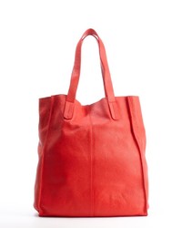 L.A.M.B. Red Leather Beulah Ii Zip Pouch Tote Bag