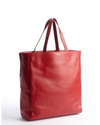 Saint Laurent Red Leather Shopper Tote