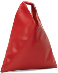 MM6 MAISON MARGIELA Red Medium Faux Leather Triangle Tote