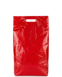 Helmut Lang Red Rectangle Leather Tote Bag