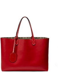 Gucci Red Leather Embossed Logo Tote, myGemma