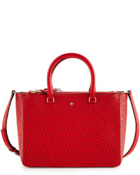 Tory Burch Robinson Perforated Small Multi Tote Bag Vermilion