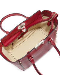 Valentino Rockstud Small Leather Shopper Tote Bag Scarlet