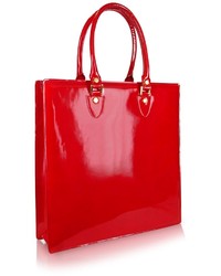L.a.p.a. Ruby Red Patent Leather Tote Bag