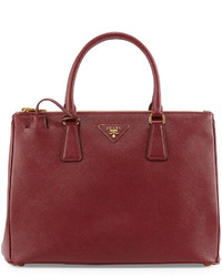 Prada Saffiano Lux Double Zip Tote Bag Red