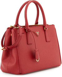 Prada Saffiano Small Double Handle Tote Bag Red
