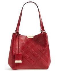 Burberry Small Cantebury Check Embossed Leather Tote