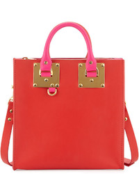 Sophie Hulme Square Bicolor Leather Tote Bag Red