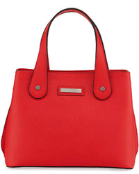 Charles Jourdan Structured Weber Leather Tote Bag Red
