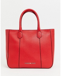 Emporio Armani Structured Zip Leather Shopper Bag