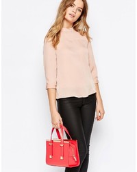 Ted Baker Leather Crosshatch Small Metal Bar Tote