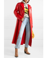 MSGM Faux Glossed Leather Trench Coat