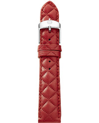 Michele 16mm Quilted Leather Watch Strap Red
