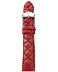 Michele 16mm Quilted Leather Watch Strap Red