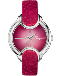 Salvatore Ferragamo 38mm Signature Watch W Leather Strap Red