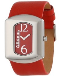 Altanus Geneve 16077 01 Chic Veticale Stainless Steel Quartz Red Napa Leather Watch