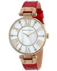 Anne Klein Ak1396mprd Gold Tone And Red Leather Watch