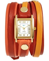 La Mer Collections Mixed Leather Wrap Watch 22mm