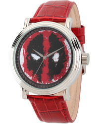 Marvel Deadpool Vintage Red Leather Strap Watch