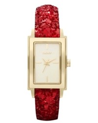DKNY Watch Red Sequin Leather Strap 28x22mm Ny8711
