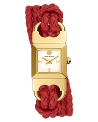 Tory Burch Gemini Link Square Leather Watch