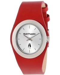 Hush Puppies Hp3790l2509 Signature Stainless Steel Oval Red Genuine Leather Watch