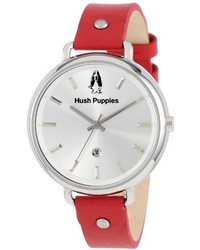 Hush Puppies Hp3802l2509 Signature Stainless Steel Red Genuine Leather Date Watch