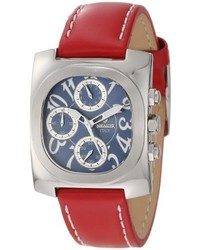 Lancaster Ola0288bsbn Rsbn Chronograph Blue Textured Dial Red Leather Watch