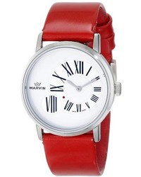 Marvin M025122566 Origin Stainless Steel Watch With Red Leather Band