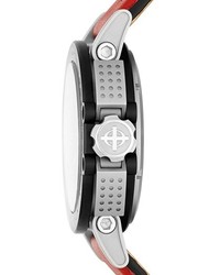 Zodiac Racer Chronograph Leather Strap Watch 47mm