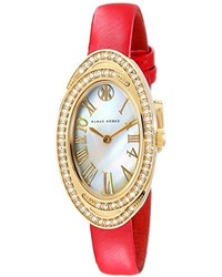 Swarovski Klaus Kobec Kk 10022 03 Tanisha Crystal Accented Stainless Steel Watch With Red Leather Band