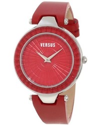 Versus By Versace 3c72200000 Sertie Stainless Steel Watch With Red Leather Band