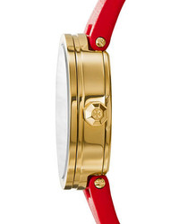 Tory Burch Watches 28mm Reva Leather Strap Watch Redgolden