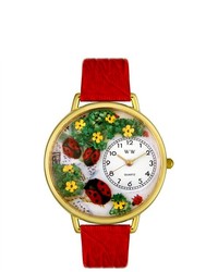 Whimsical Ladybugs Theme Red Leather Watch