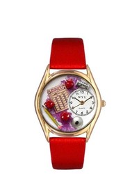 Whimsical Watches Bunco Red Leather And Gold Tone Watch